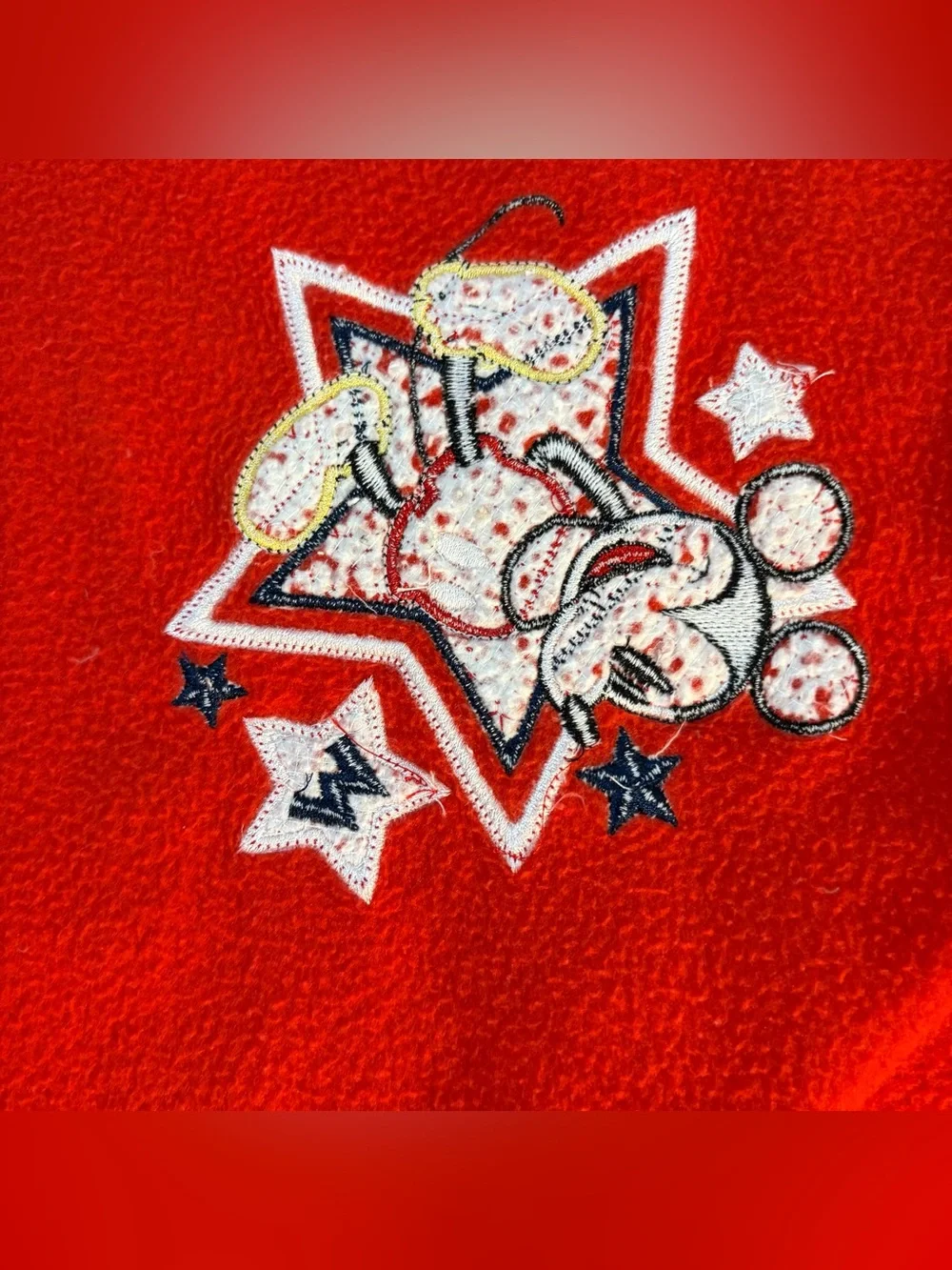 Mickey Mouse Fleece Blanket Embroidered Appliqué Red Disney Store